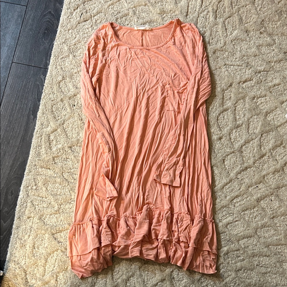 Peach Love California Long Sleeve Dress in Coral